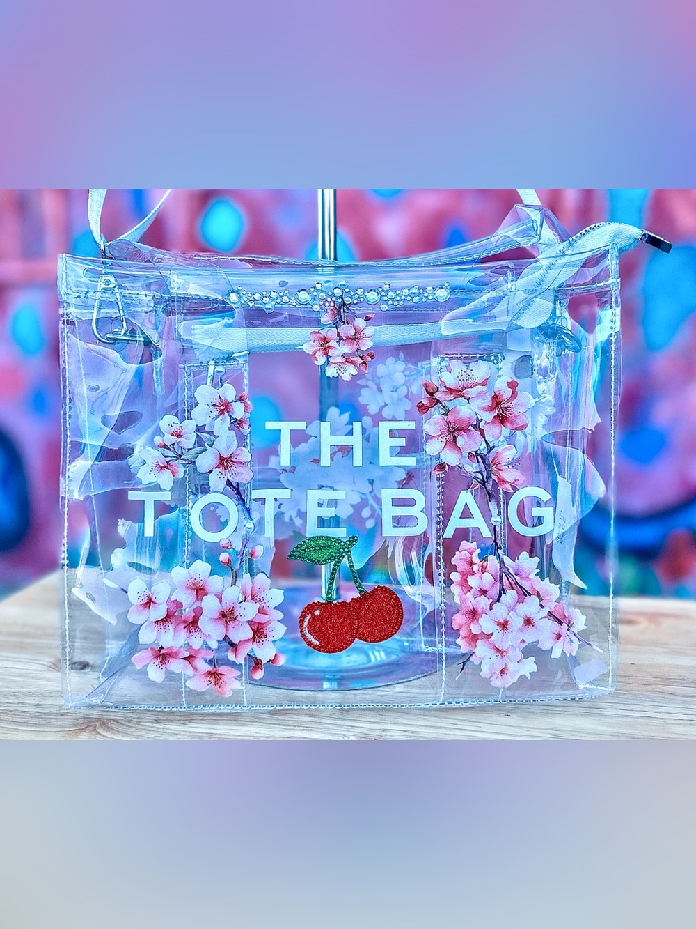 ‘CHERRY SPECIAL V5’ Clear Medium Tote Bag 10”